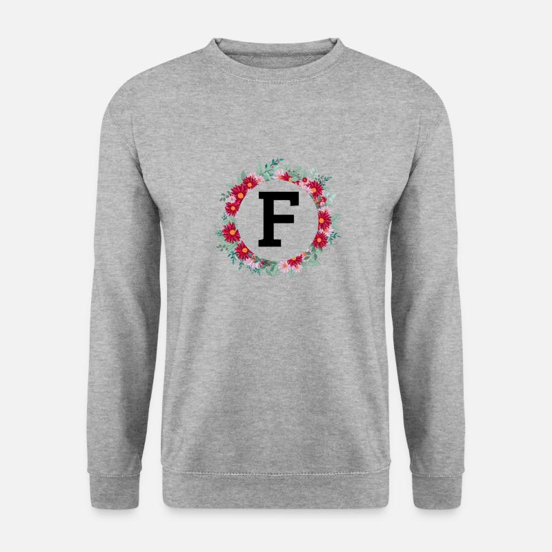 Buchstabe f Blumenkrone - Unisex Pullover - Weißgrau meliert