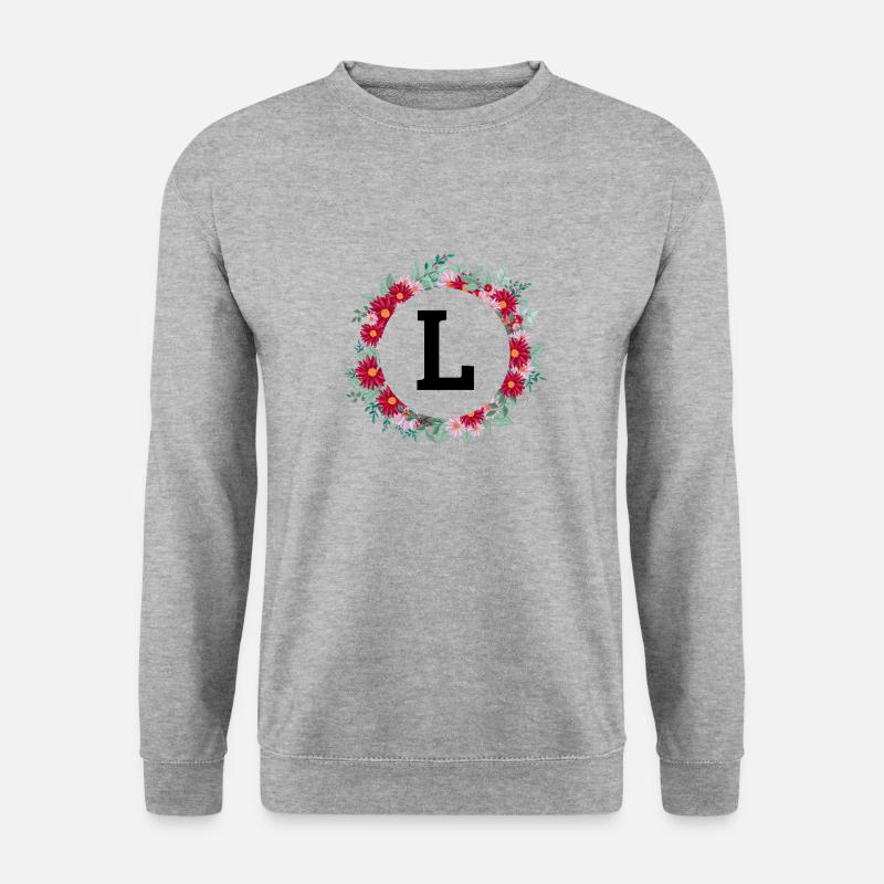 Buchstabe l Blumenkrone - Unisex Pullover - Weißgrau meliert