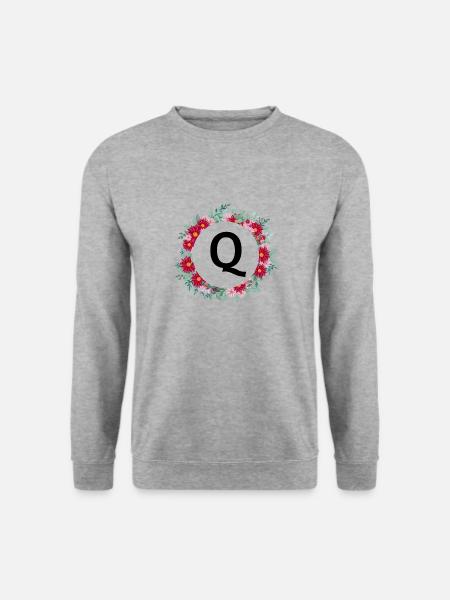Buchstabe q Blumenkrone - Unisex Pullover - Weißgrau meliert