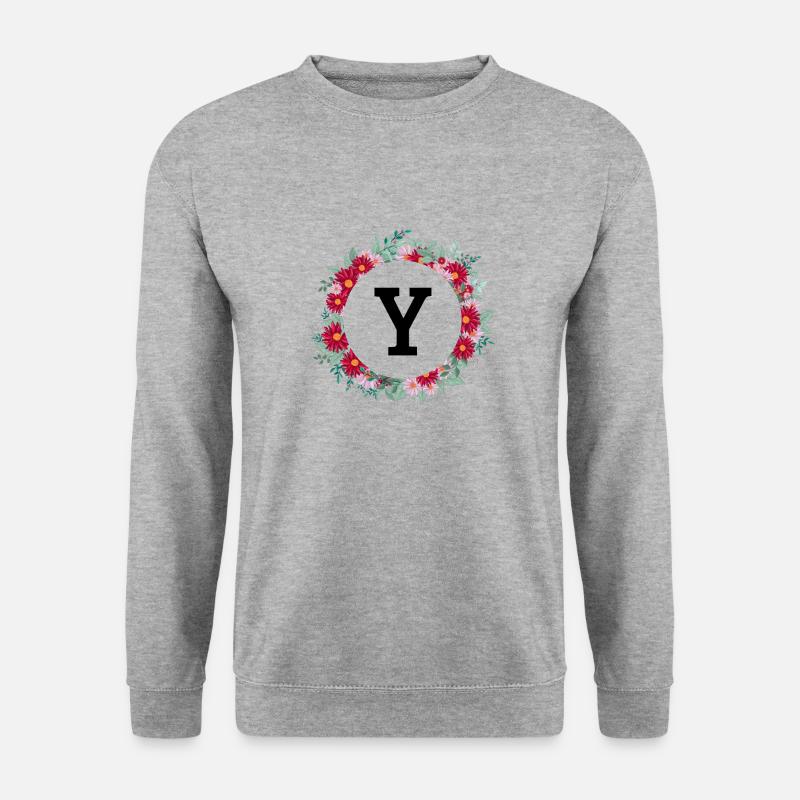Buchstabe y Blumenkrone - Unisex Pullover - Weißgrau meliert