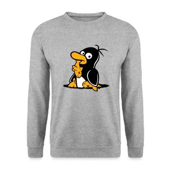 Le pingouin mange du poisson pêché Trou Fond Faim Cool - Sweat-shirt Unisexe - gris chiné - Devant - Alina (178cm) & Michal (187cm)