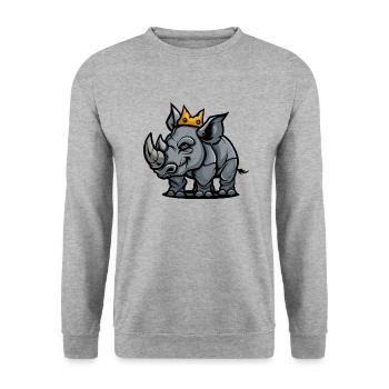 Rhino Cartoon Crown - Unisex Sweatshirt - salt & pepper - Front - Alina (178cm) & Michal (187cm)