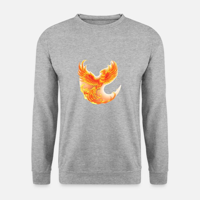 Cooler brennender Phönix - Unisex Pullover - Weißgrau meliert