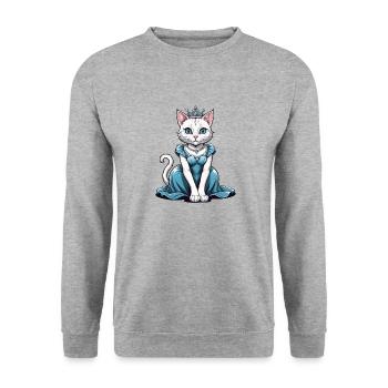 Cat Princess Queen Cat Elegant Gift - Unisex Sweatshirt - salt & pepper - Front - Alina (178cm) & Michal (187cm)