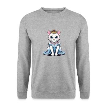 Cat Princess Queen Cat Elegant Gift - Unisex Sweatshirt - salt & pepper - Front - Alina (178cm) & Michal (187cm)