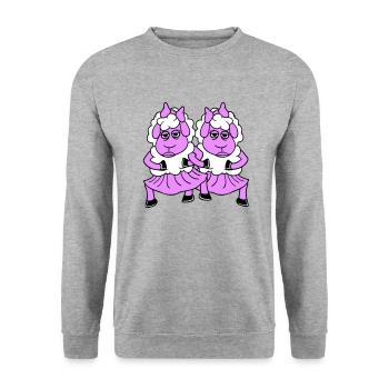 2 Couple de moutons Fatigué Ennuyé Copines Cool - Sweat-shirt Unisexe - gris chiné - Devant - Alina (178cm) & Michal (187cm)