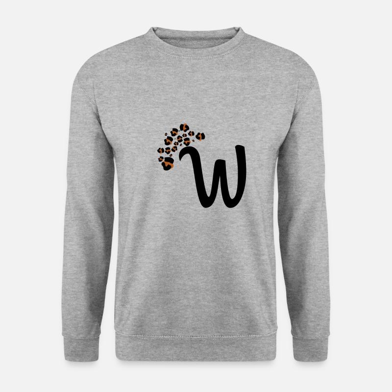 Buchstabe w Leopardenmuster - Unisex Pullover - Weißgrau meliert