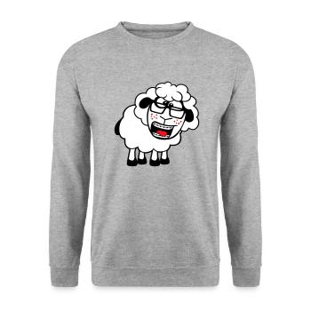 Schaf Nerd Hornbrille Brille Spange Geek Schlau - Unisex Pullover - Weißgrau meliert - Vorne - Alina (178cm) & Michal (187cm)