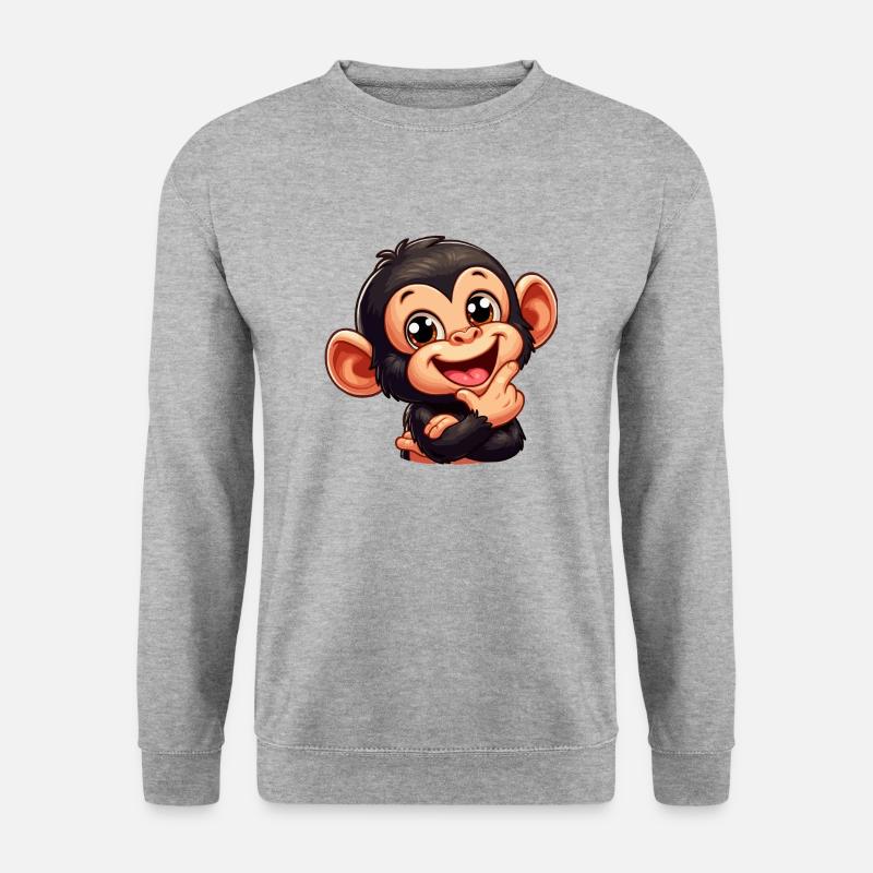 Schimpanse jung - Unisex Pullover - Weißgrau meliert