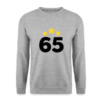 65 ans étoile - cadeau 65e anniversaire - Sweat-shirt Unisexe - gris chiné - Devant - Alina (178cm) & Michal (187cm)