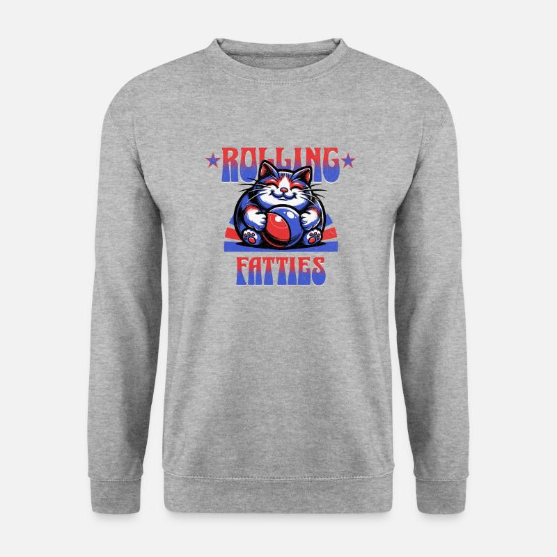 CAT ROLLING FATTIES - Unisex Pullover - Weißgrau meliert