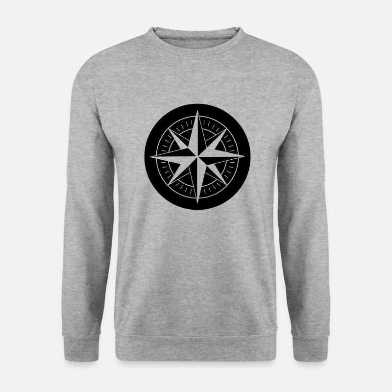 kompass - Unisex Pullover - Weißgrau meliert