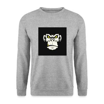 monkey 01 - Unisex Pullover - Weißgrau meliert - Vorne - Alina (178cm) & Michal (187cm)