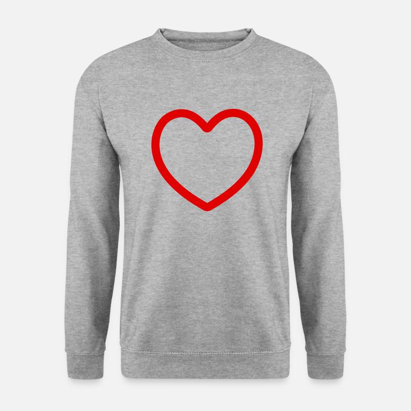 herz - Unisex Pullover - Weißgrau meliert