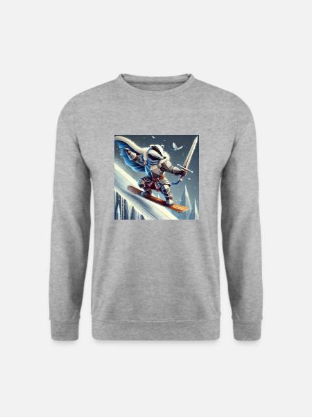 Der Winter ist da - Badger Knight - Unisex Pullover - Weißgrau meliert