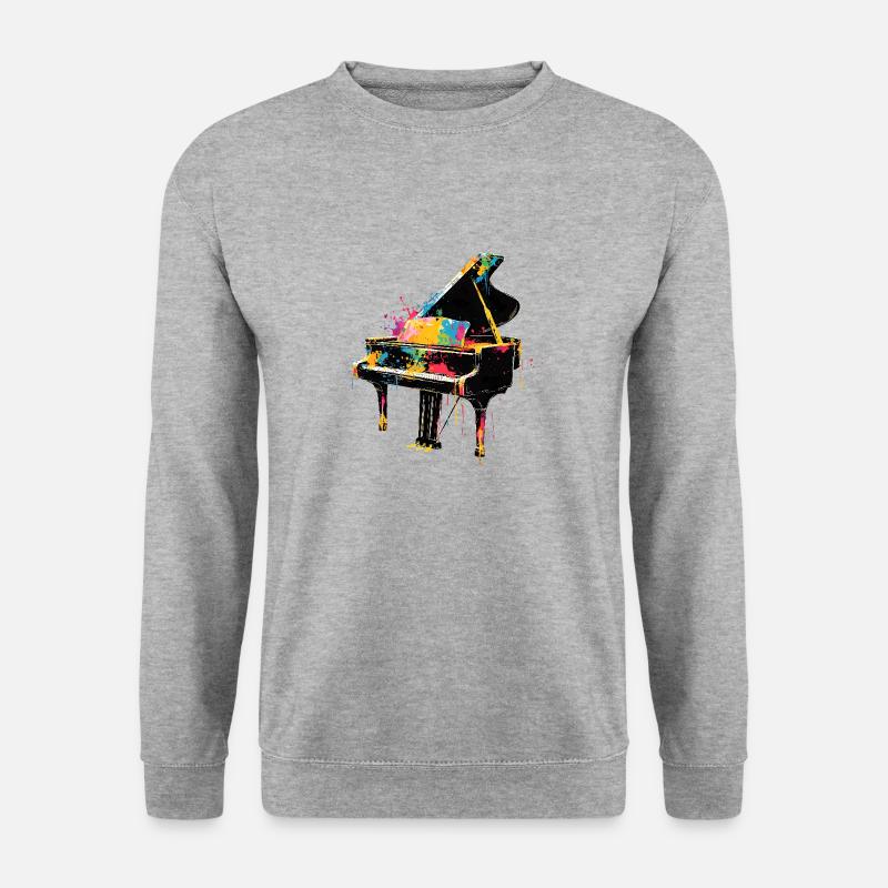 Klavier Piano Bunt Pop Art - Unisex Pullover - Weißgrau meliert