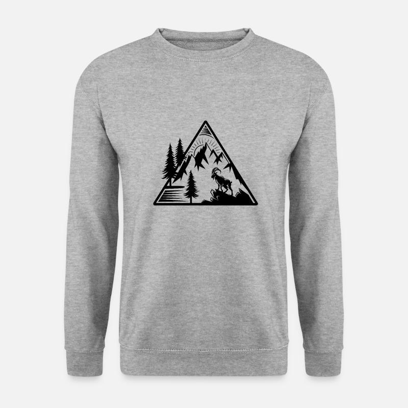 Alpen Berge Steinbock - Unisex Pullover - Weißgrau meliert