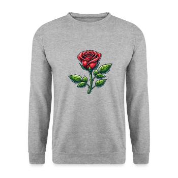 rose - Unisex Pullover - Weißgrau meliert - Vorne - Alina (178cm) & Michal (187cm)