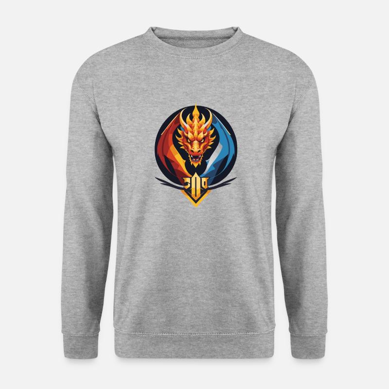 Drache - Unisex Pullover - Weißgrau meliert