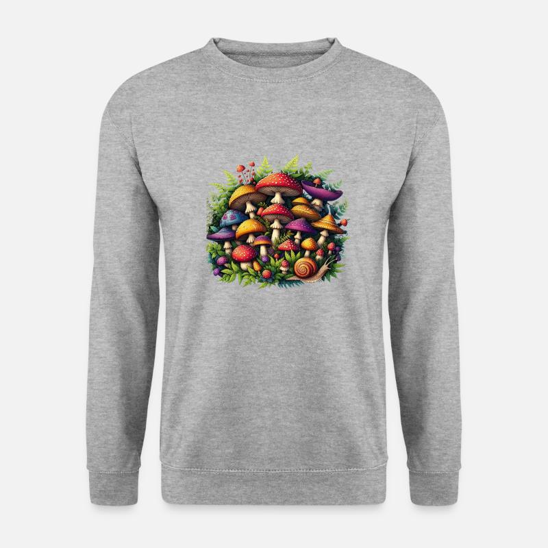 Mushrooms Magic Mushrooms Plain - Unisex Pullover - Weißgrau meliert