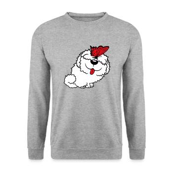Dog Butterfly Nose Cute Funny Happy Comic - Unisex Sweatshirt - salt & pepper - Front - Alina (178cm) & Michal (187cm)