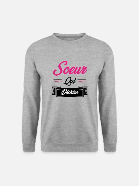 SCHWESTER, DIE ROCKT - Unisex Pullover - Weißgrau meliert