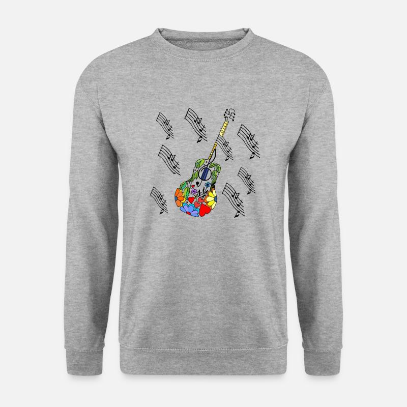 Gitarre - Unisex Pullover - Weißgrau meliert