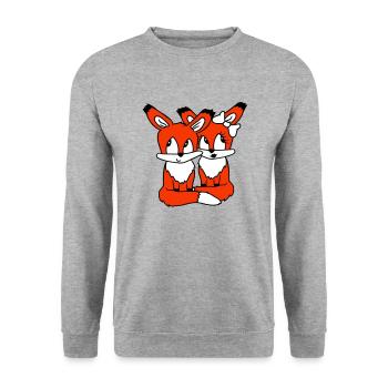 2 Foxes Couple In Love Two Friends Love Team Cute - Unisex Sweatshirt - salt & pepper - Front - Alina (178cm) & Michal (187cm)