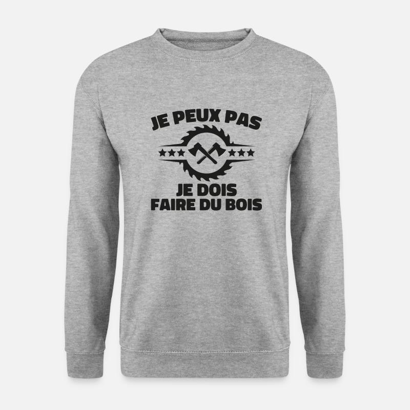 Ich kann nicht, ich muss Holz machen - Unisex Pullover - Weißgrau meliert