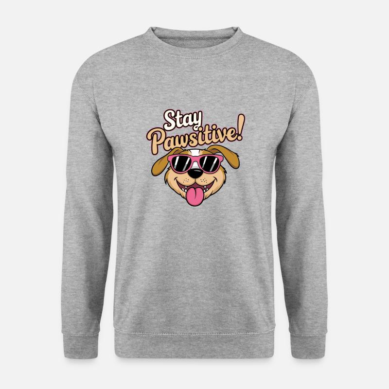 Stay Pawsitive! - Unisex Pullover - Weißgrau meliert