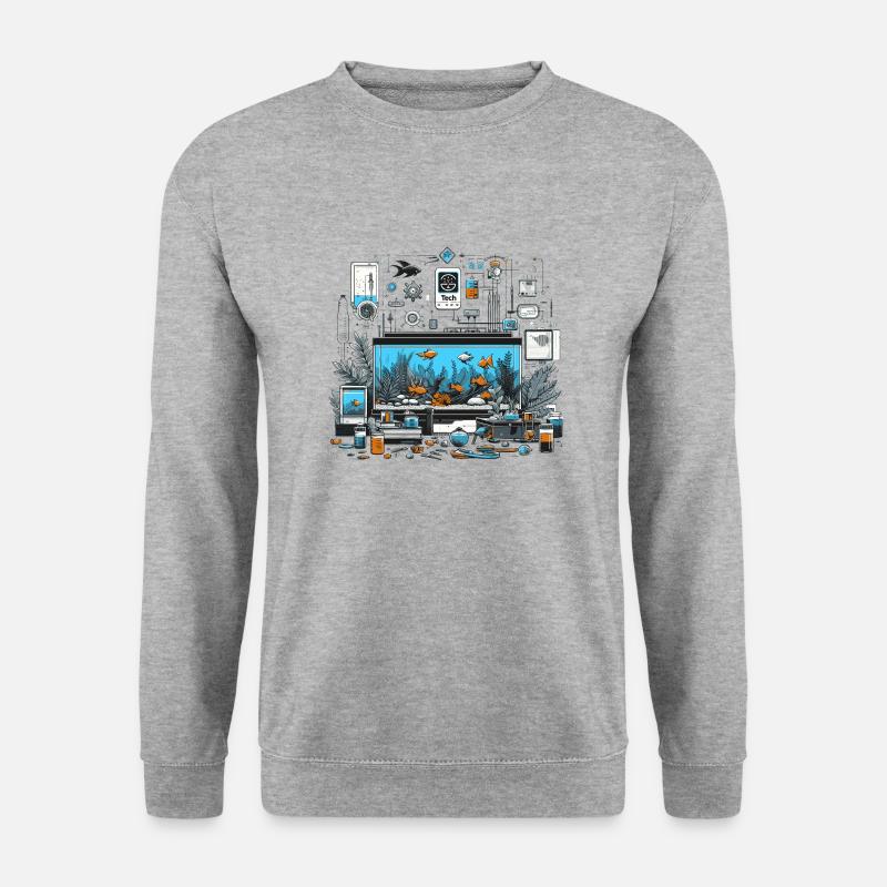Unterwasserwelt der Aquarien, aquarium - Unisex Pullover - Weißgrau meliert