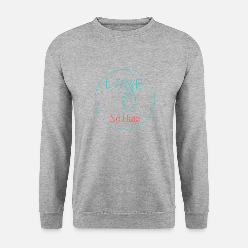 Love No Hate - Unisex Pullover - Weißgrau meliert