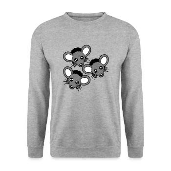 3 souris Trou mural Trou de souris Trois amis Équipe Équipage - Sweat-shirt Unisexe - gris chiné - Devant - Alina (178cm) & Michal (187cm)