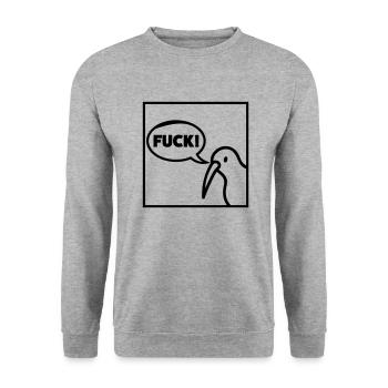 Fuck Vogel V2 - Unisex Pullover - Weißgrau meliert - Vorne - Alina (178cm) & Michal (187cm)