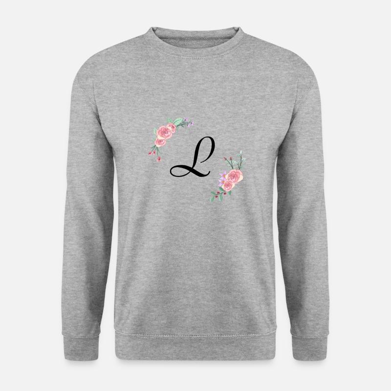 Rosa Blumenbuchstabe l - Unisex Pullover - Weißgrau meliert