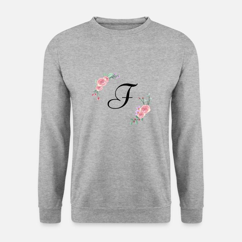 Rosa Blumenbuchstabe f - Unisex Pullover - Weißgrau meliert