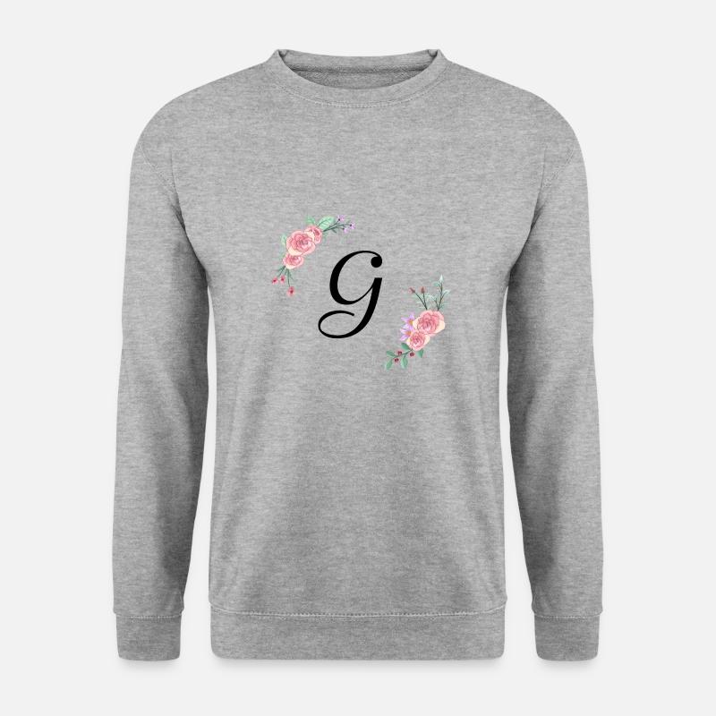 Rosa Blumenbuchstabe g - Unisex Pullover - Weißgrau meliert