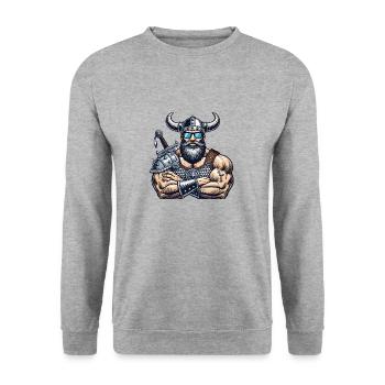 wikinger sonnenbrille - Unisex Pullover - Weißgrau meliert - Vorne - Alina (178cm) & Michal (187cm)