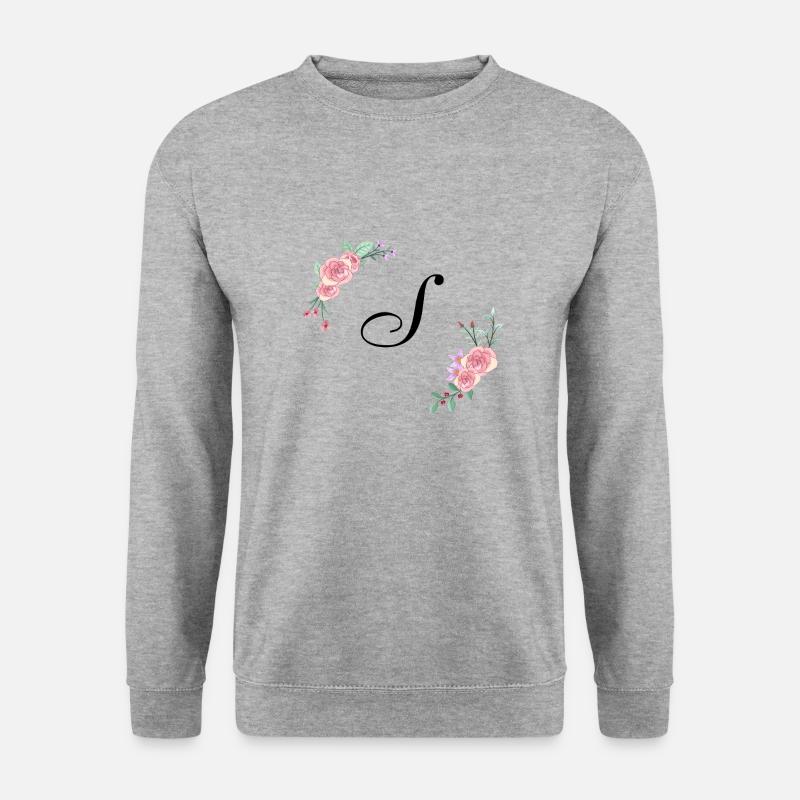 Rosa Blumenbuchstaben s - Unisex Pullover - Weißgrau meliert