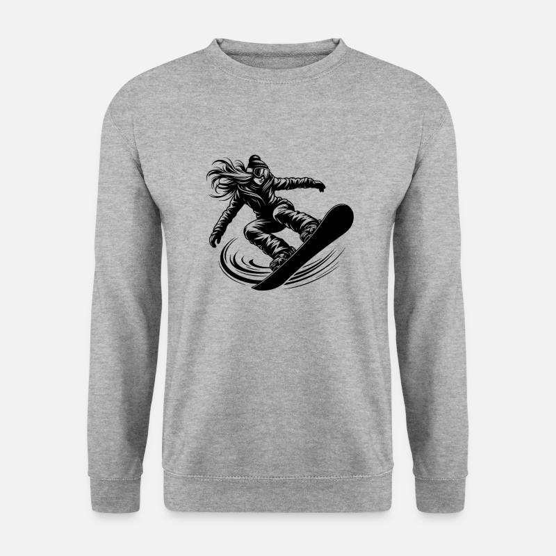 Coole Snowboarderin Snowboarding mit Eleganz - Unisex Pullover - Weißgrau meliert