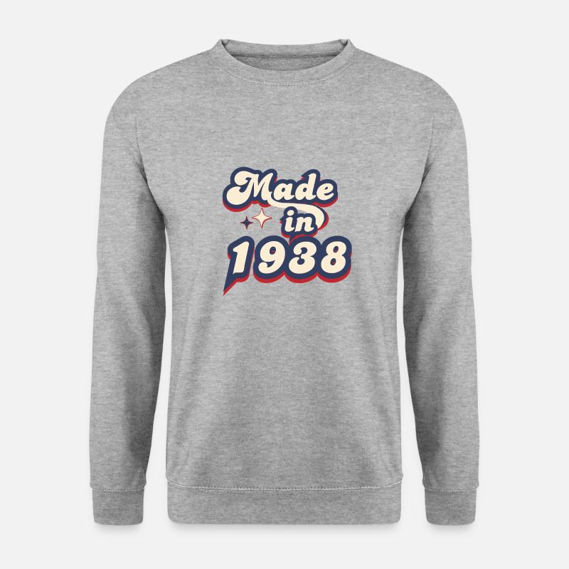Hergestellt im 1938 Retro - Unisex Pullover - Weißgrau meliert