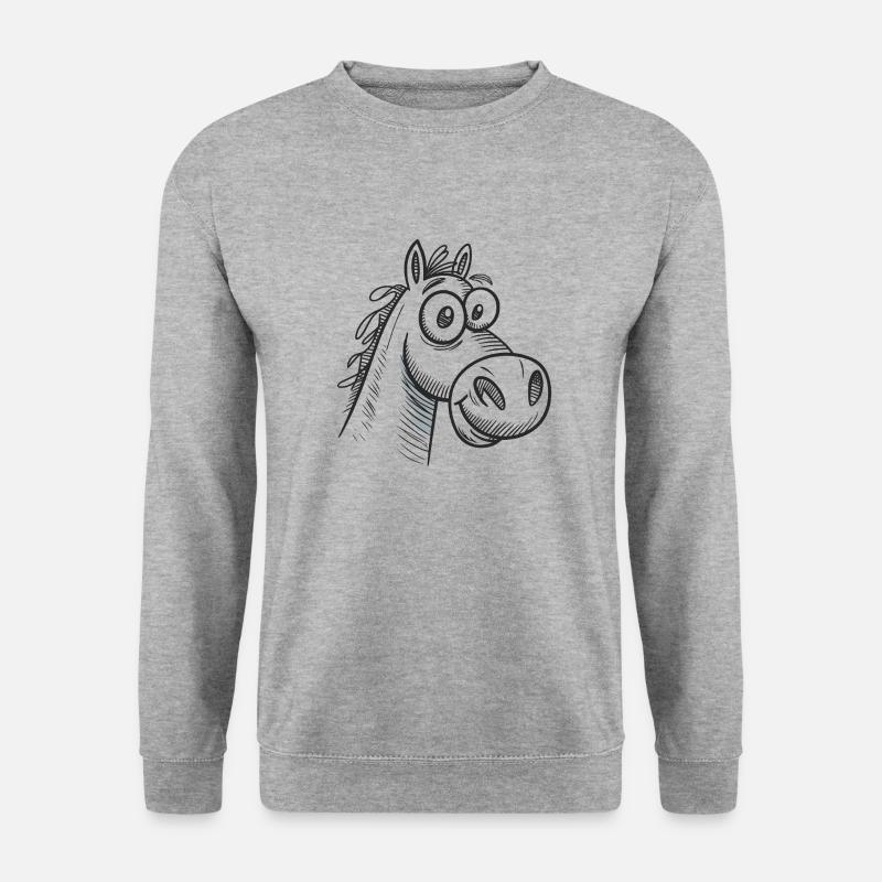 Pferd Pferde Reiten Reiter - Unisex Pullover - Weißgrau meliert