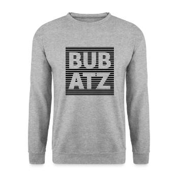 Bubatz logo 5 - Unisex Pullover - Weißgrau meliert - Vorne - Alina (178cm) & Michal (187cm)
