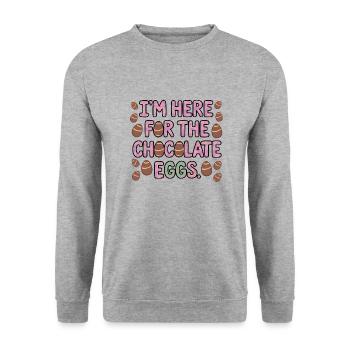 Je suis là pour les œufs en chocolat Lustiges Ostern - Sweat-shirt Unisexe - gris chiné - Devant - Alina (178cm) & Michal (187cm)