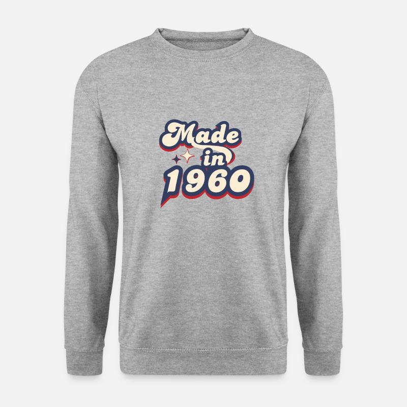 Hergestellt im 1960 Retro - Unisex Pullover - Weißgrau meliert