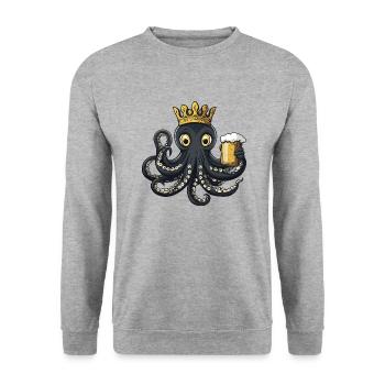 Octopus Bière Drôle - Sweat-shirt Unisexe - gris chiné - Devant - Alina (178cm) & Michal (187cm)