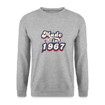 Hergestellt im Jahr 1967 Retro - Unisex Pullover - Weißgrau meliert - Vorne - Alina (178cm) & Michal (187cm)