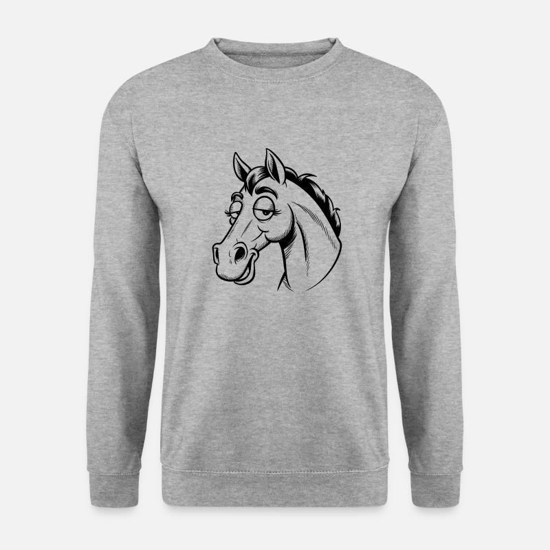 Pferd Pferde Reiten Reiter - Unisex Pullover - Weißgrau meliert