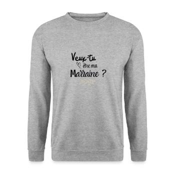 Veux tu être ma marraine - Sweat-shirt Unisexe - gris chiné - Devant - Alina (178cm) & Michal (187cm)
