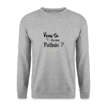 Veux tu être mon parrain - Sweat-shirt Unisexe - gris chiné - Devant - Alina (178cm) & Michal (187cm)